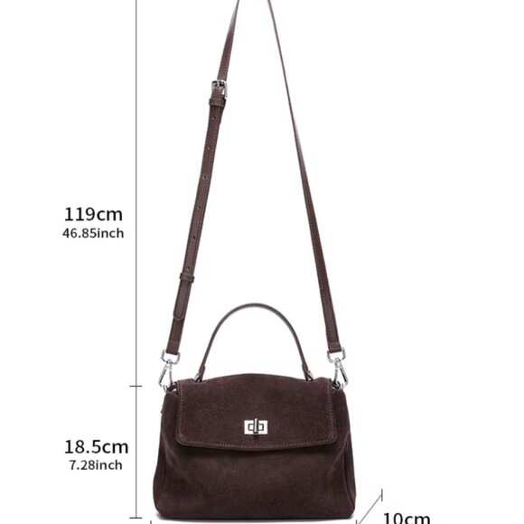 Elegant Genuine Suede Leather Crossbody Shoulder Bag Women Designer 5 Colors - Picture 2 of 16